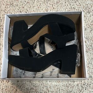 BAMBOO Black Chunky Heel Sandals